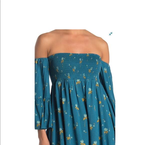 Free People Mermaid Tunic Combo blue floral Size XS NWT - Picture 8 of 9